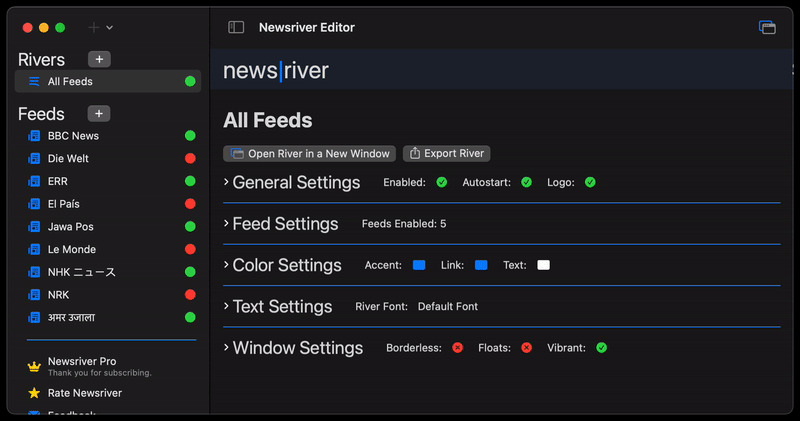Newsriver River Editor